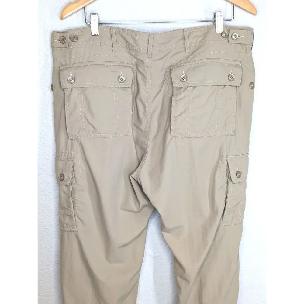 NWT Clothing Arts Pick-Pocket Proof Adventure Travel Pants Sz 36 Khaki Nylon